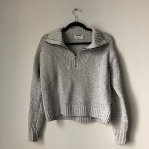 Grey long sleeve quarter zip sweater